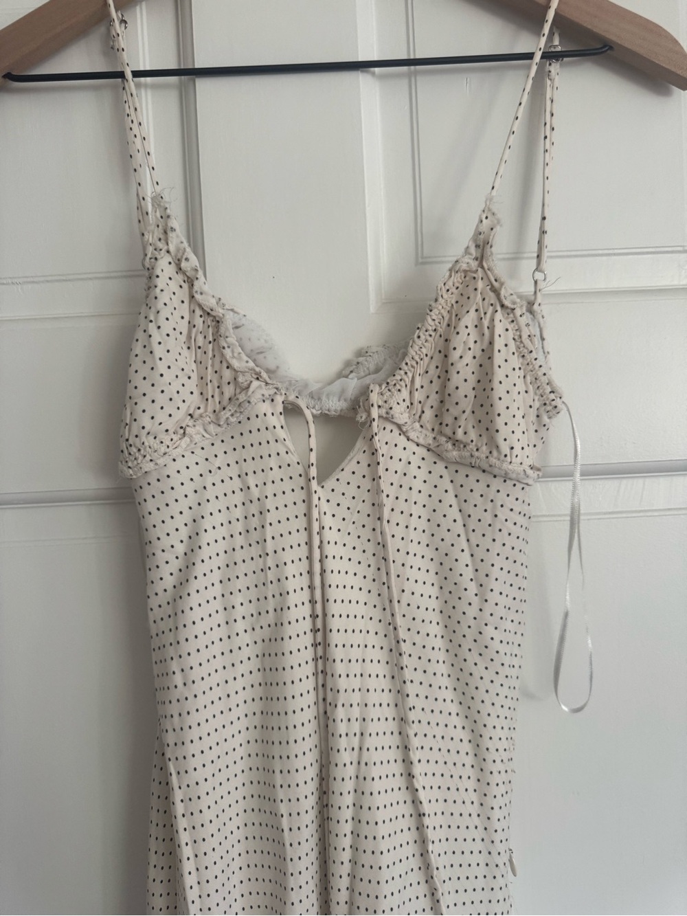 Zara Cream Maxi Slip Dress with Subtle Dot Print - Picture 3 of 4